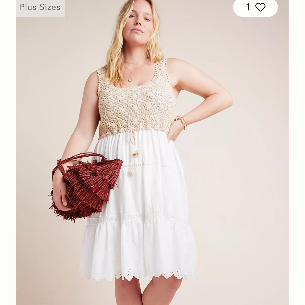 BY ANTHROPOLOGIE Beckett Crochet Sleeveless Eyelet Midi Dress SIZE S